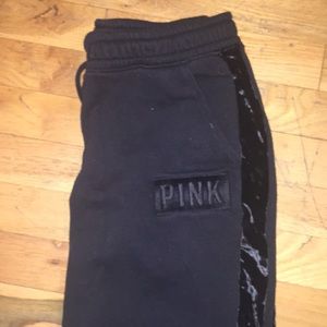 PINK sweatpants with velvet on pant leg